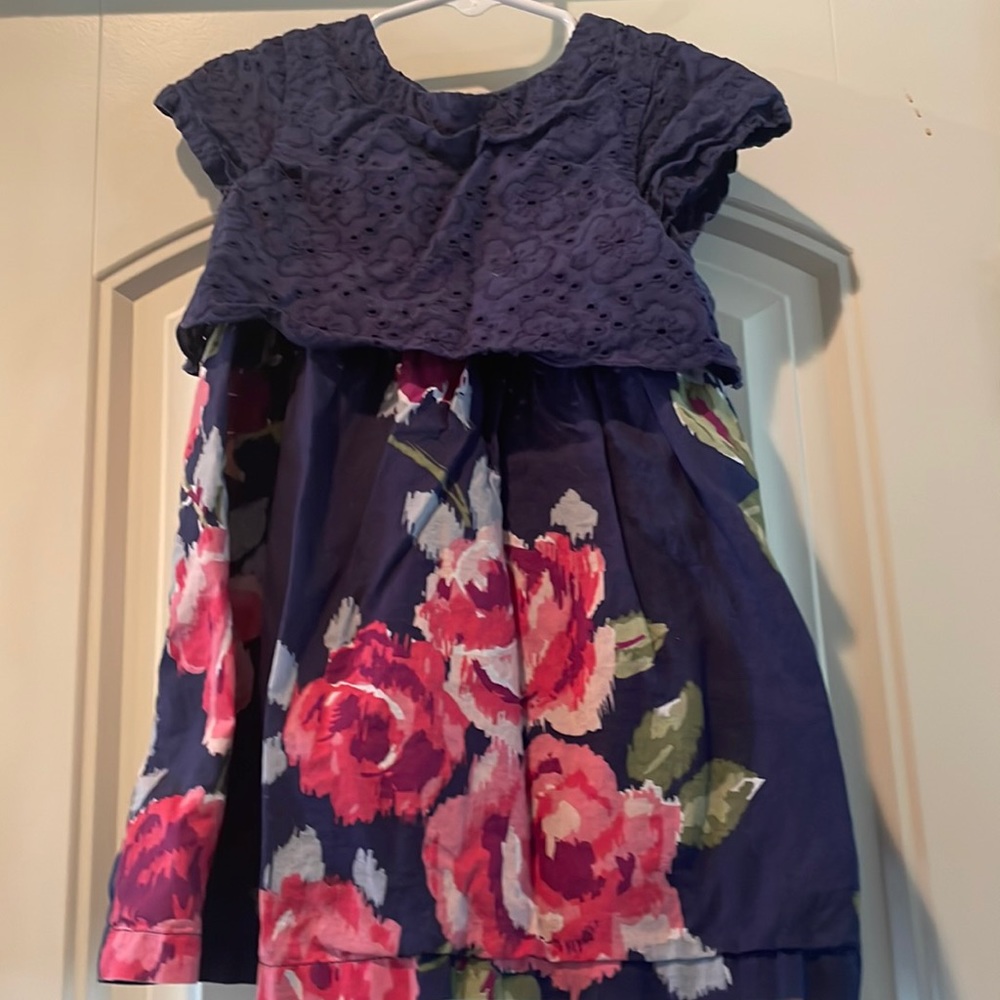 Girls Navy Floral Dress